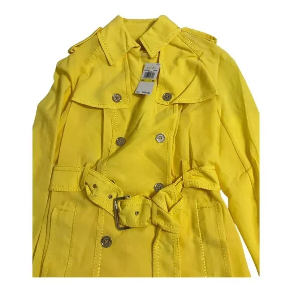 Michael Kors Yellow Lightweight Trench Coat Womens Size M NWT $295 MSRP - Picture 5 of 8